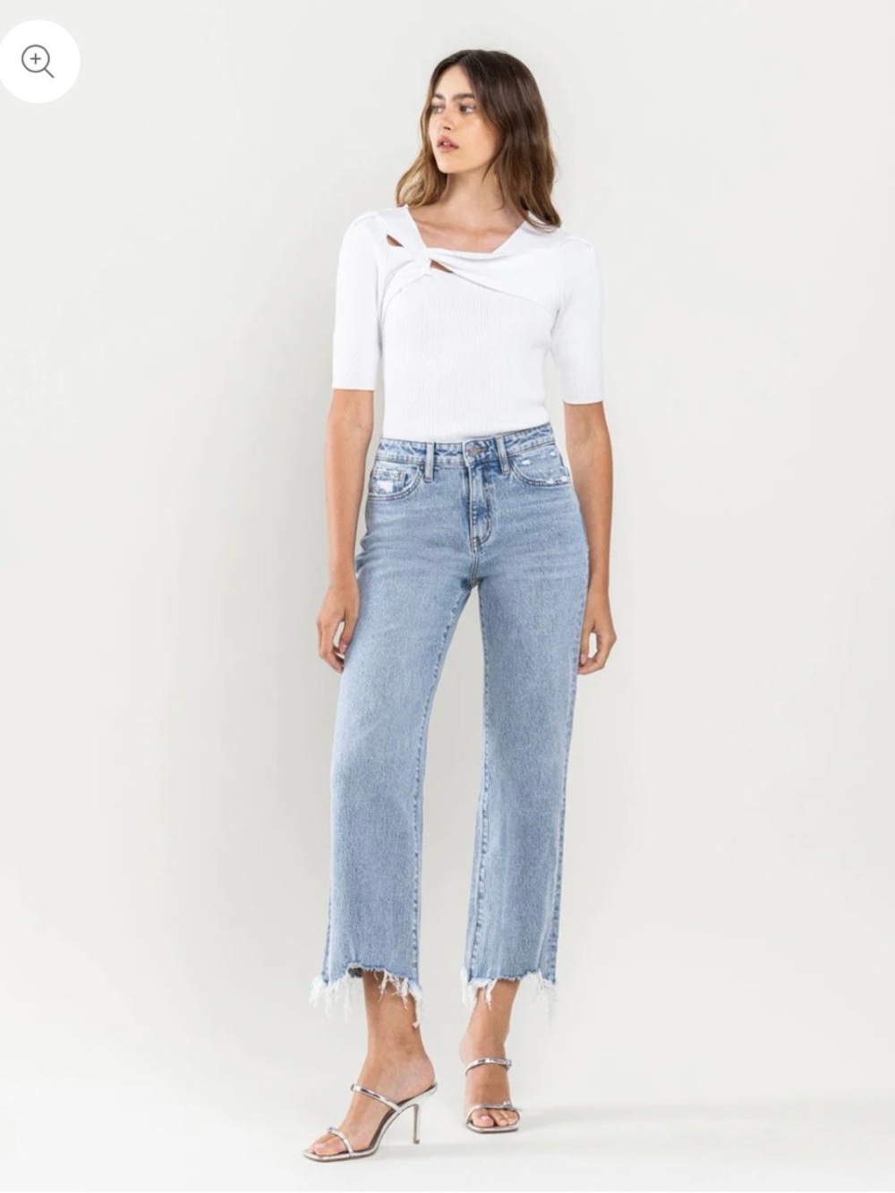 Vervet by Flying Monkey High Rise Distressed Crop Dad Jean, Sz 29